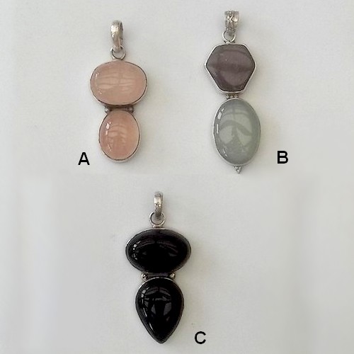 2 Stone Indian Pendants