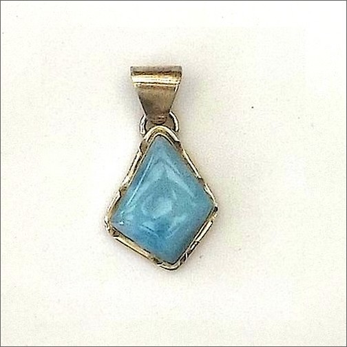 Arrowhead Larimar Pendant with decorated bezel