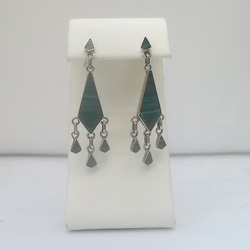 Chilean dangle post earrings with Malachite