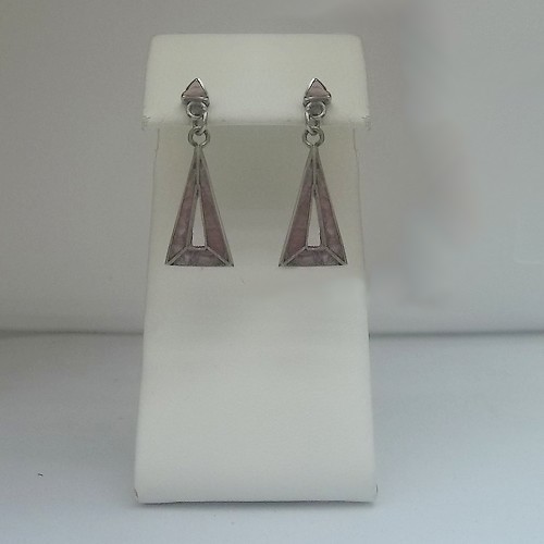 Chilean triangle post earrings with Rhodochrosite