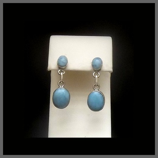 Double Stone Larimar Earrings