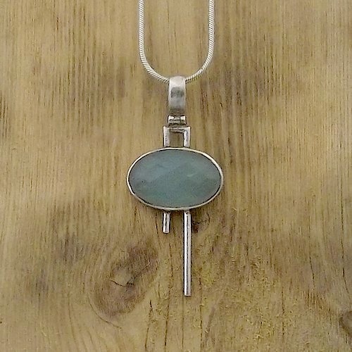 Faceted Blue Chalcedony Fibonacci Pendant