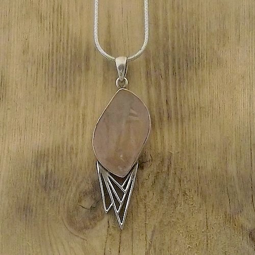 Fibonacci Pendant with Rose Quartz and Triangle Decoration