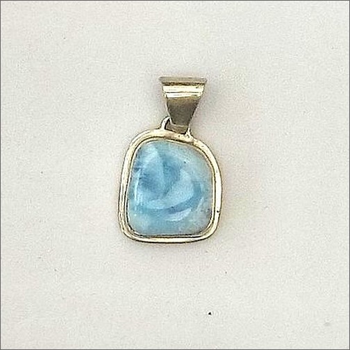 Freeform Larimar Pendant with striations