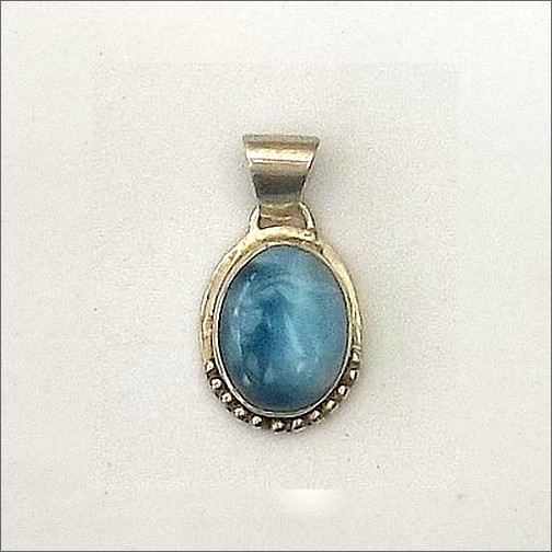 Gorgeous Oval Larimar Pendant with decoration