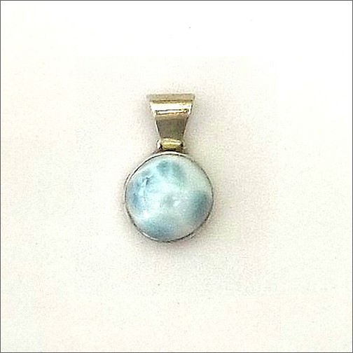 Half Bead round Larimar Pendant