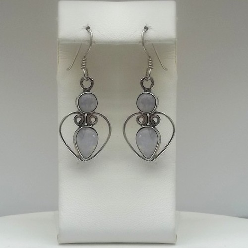 Heart Moonstone Drop Earrings