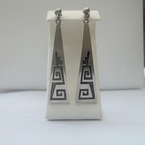 Hopi Style Earrings with Geometric Etching