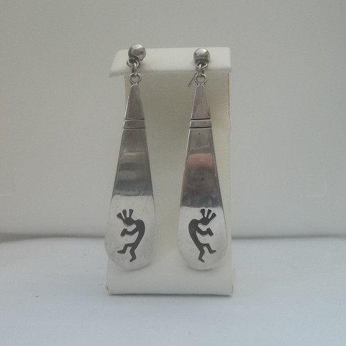 Hopi Style Earrings with Kokopelli Etching