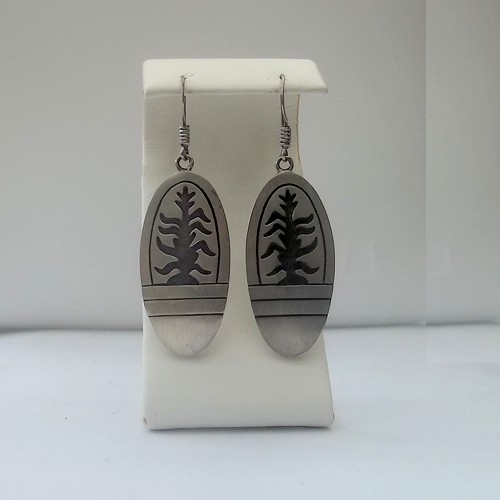 Hopi Style etched Plant Motif Earrings