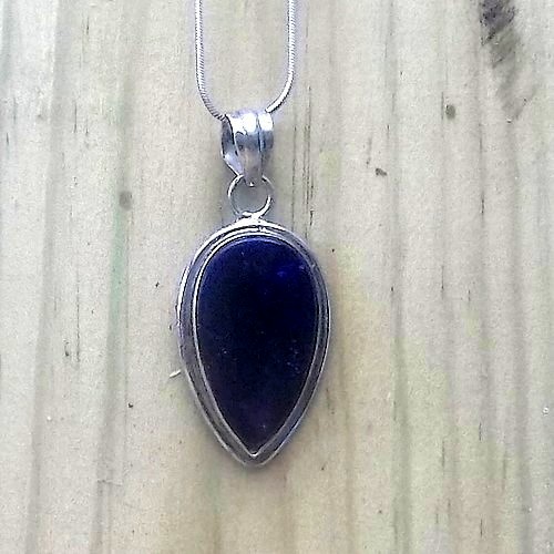 Indian Tear Drop Lapis Pendant with Bezel