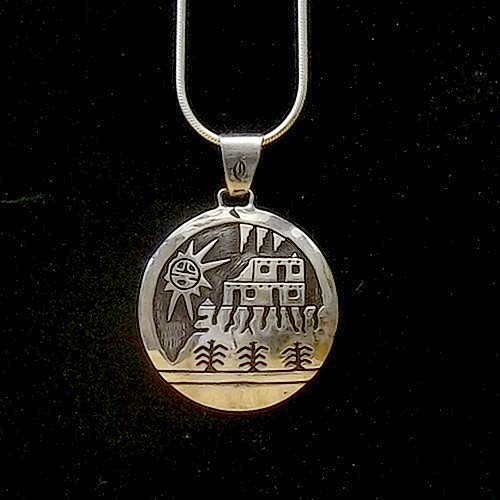 Large Sterling Silver Scenic Hopi Pendant