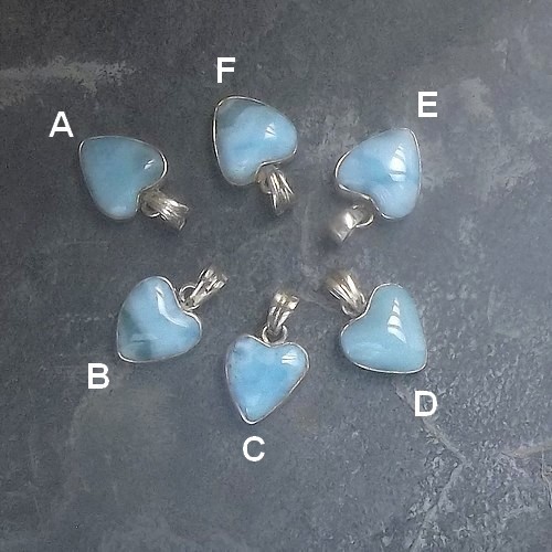 Small Larimar Heart Pendant (D)