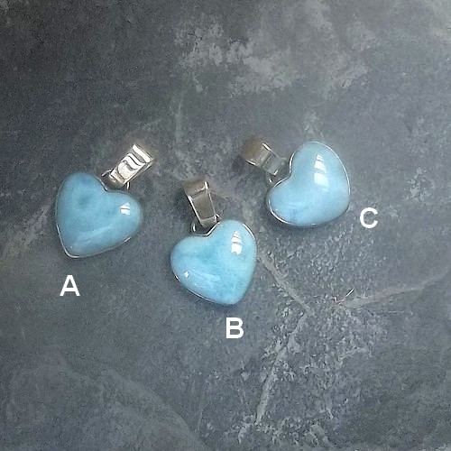 Medium Larimar Heart Pendant (C)