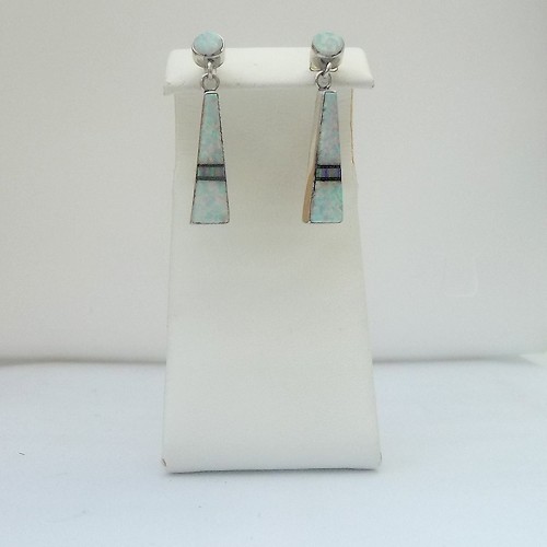 Opal Earrings with Jet inlay