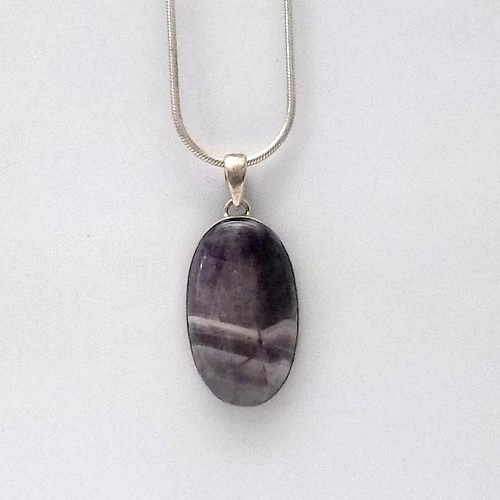 Oval Chevron Amethyst Pendant