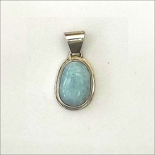 Oval Larimar Pendant with rim