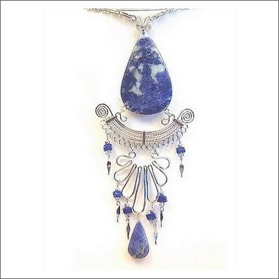 Peruvian Medallion Necklace with Sodalite