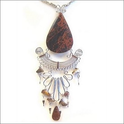 Peruvian Medallion Necklace with Mahogany Obsidion