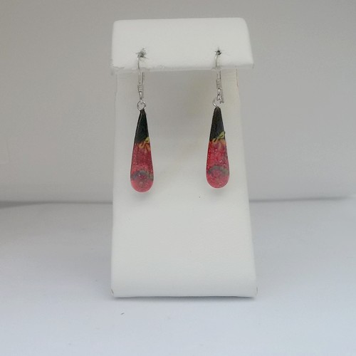 Red Drop Meenakari Earrings