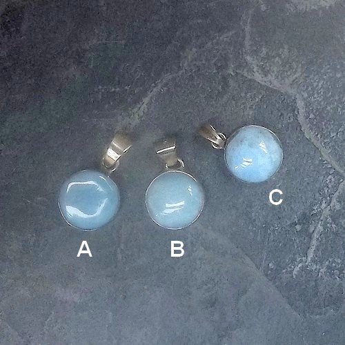 Round Larimar Half Bead Pendants (A)