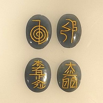 Set of 4 Oval Angelite Reiki Stones