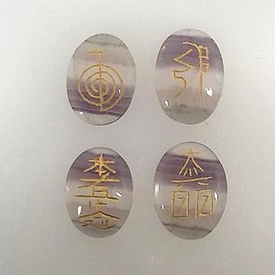 Set of 4 Oval Fluorite Reiki Stones