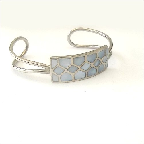 Silver Cuff with Blue Shell inlay