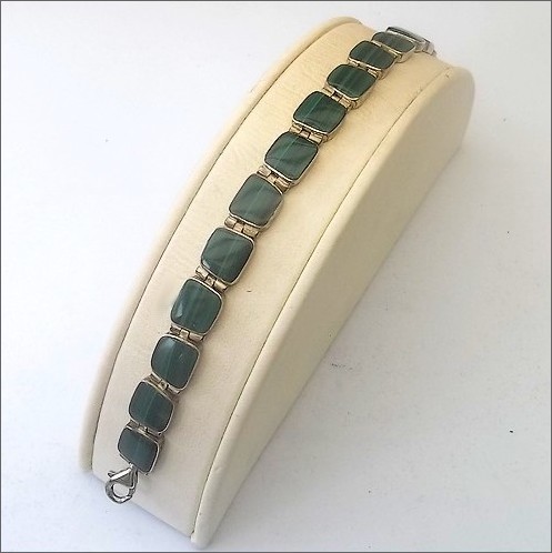 Square Chilean Bracelet with Malachite