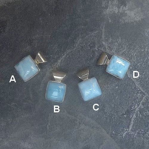 Square Larimar Pendant with Decoration(B)