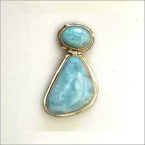 Stunning Hinged 2 Stone Larimar Pendant