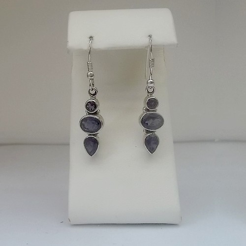 Stunning Long Faceted Iolite Earrings