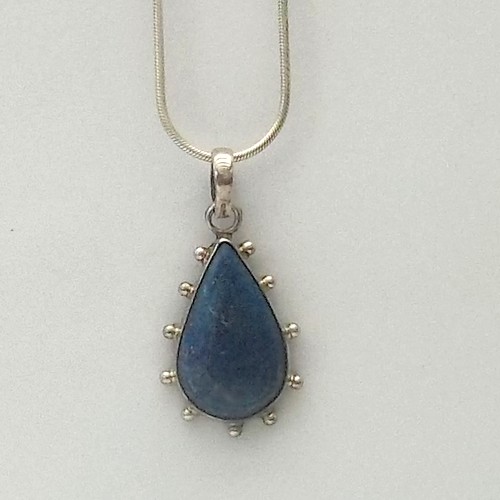 Teardrop Lapis Pendant with Bezel Spikes