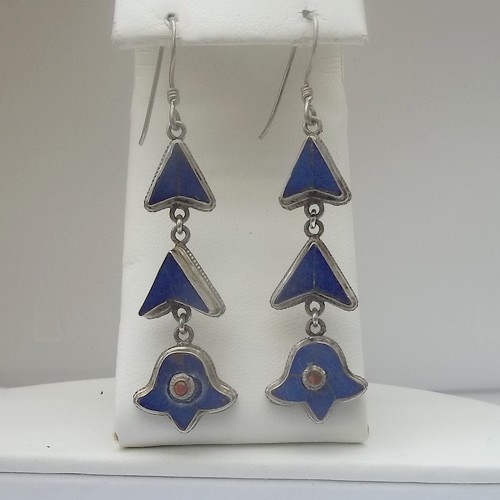 Traditional Indian Lapis Dangly Earrings