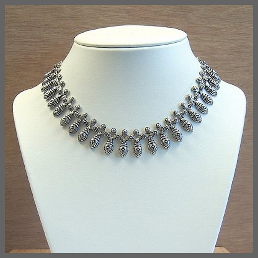 Traditional Style Sterling Silver Indian Necklace