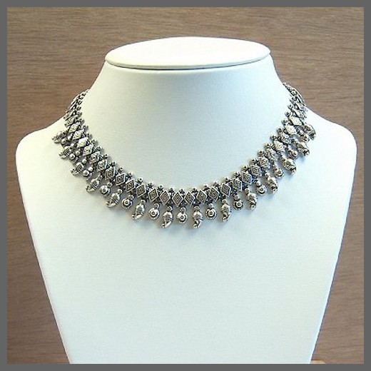 Traditional Style Formal Indian Sterling Silver Necklace