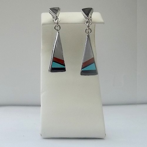 Traditional Zuni Earrings with White Shell